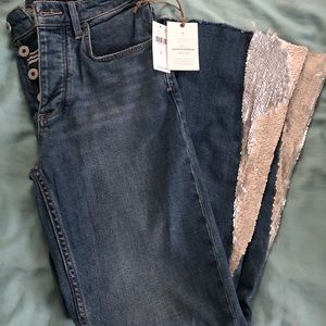 Sequined flare leg jeans